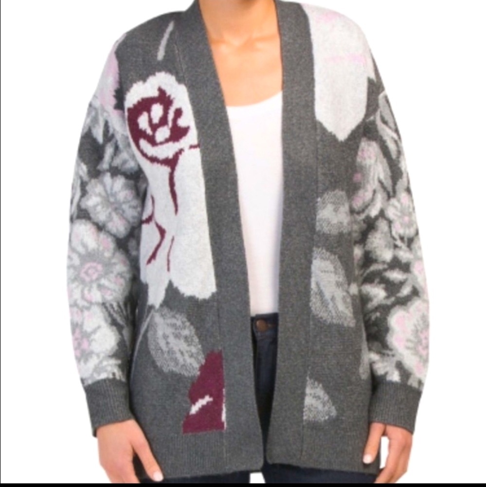 NWT RACHEL ZOE Floral Print Sweater Cardigan